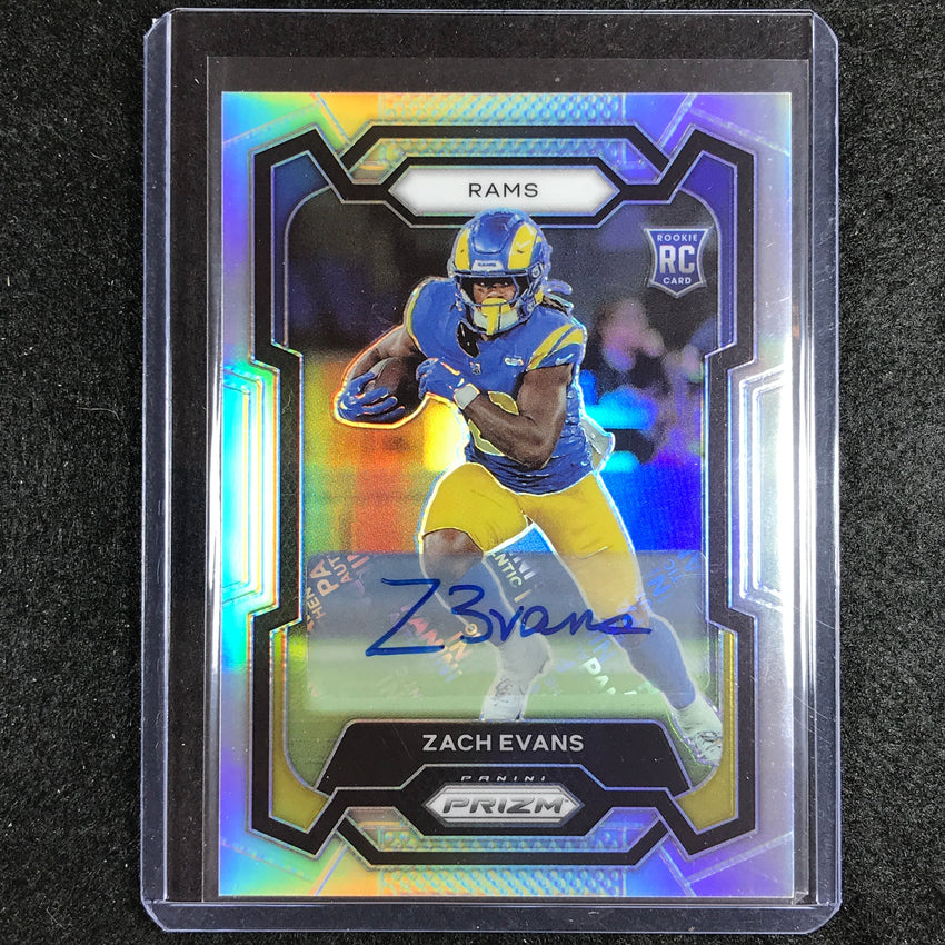 2023 Prizm Football Zach Evans Base Rookie Auto Silver Prizm No 359