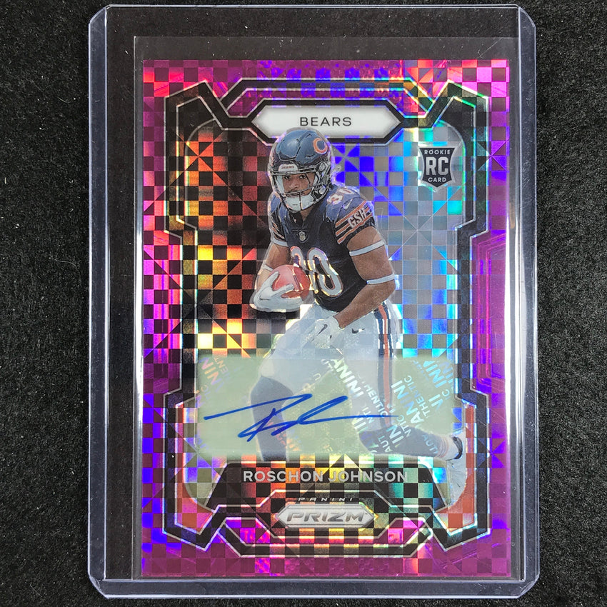 2023 Prizm Football Roschon Johnson Base Rookie Auto Purple Power 8/49