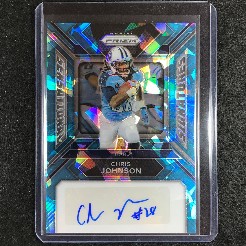 2023 Prizm Football Chris Johnson Sensational Signatures Auto Cracked Ice 19/99