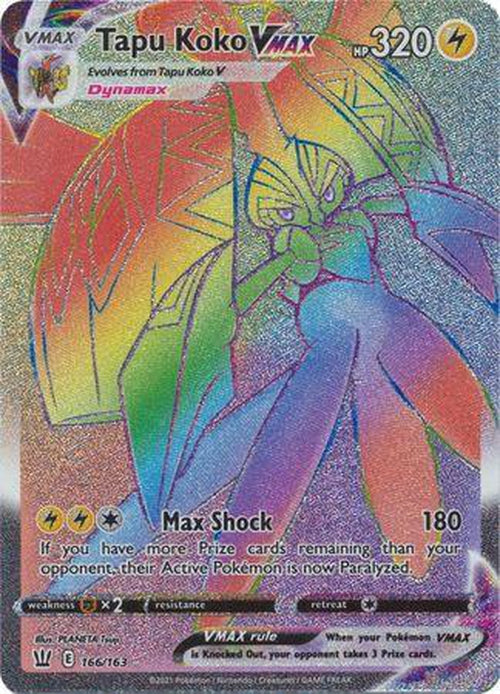 HYPER RARE Tapu Koko VMAX - 166/163 - Battle Styles-Cherry Collectables