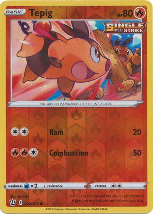 Tepig - 23/163 - Reverse Holo Battle Styles-Cherry Collectables