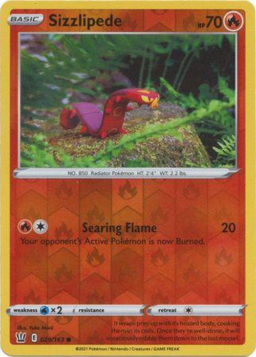 Sizzlipede - 29/163 - Reverse Holo Battle Styles-Cherry Collectables
