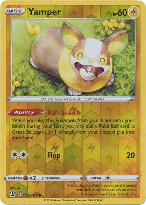 Yamper - 52/163 - Reverse Holo Battle Styles-Cherry Collectables