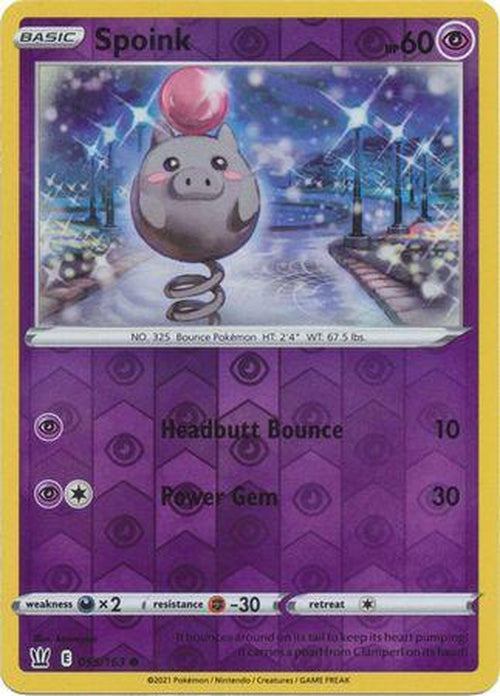 Spoink - 55/163 - Reverse Holo Battle Styles-Cherry Collectables
