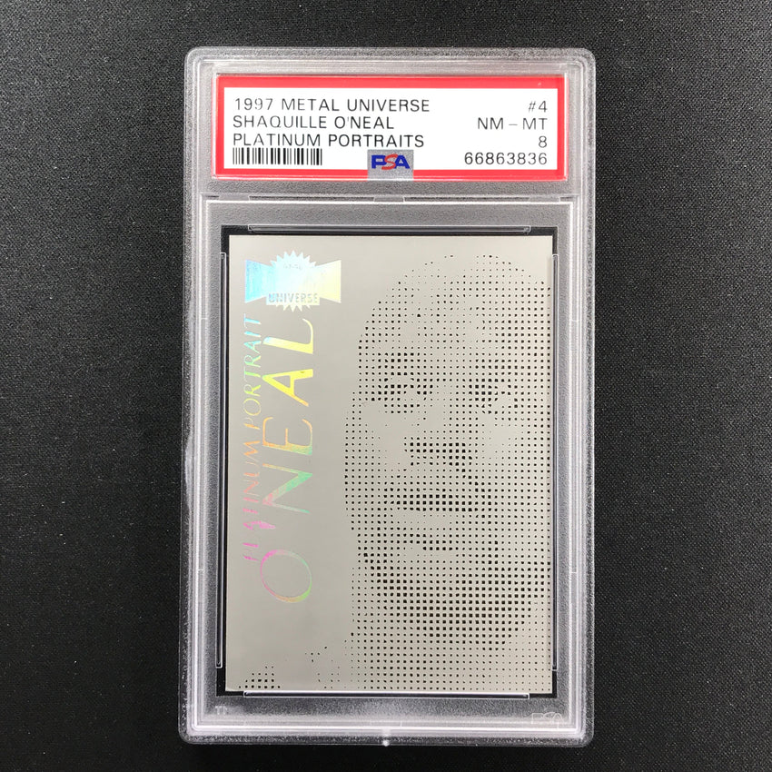 1997-98 Metal Universe Shaquille Oneal Platinum Portraits Ssp No 4 Psa 8 836