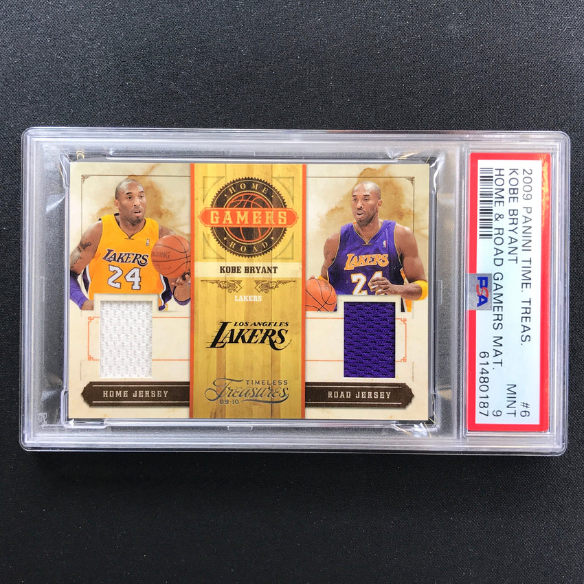 2009-10 Timeless Treasures Kobe Bryant Home And Road Gamer Dual Jersey 44/50 PSA 9