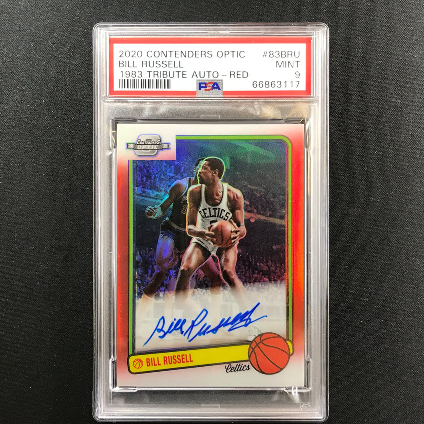 2020-21 Contenders Optic Bill Russell 1983 Tribute Auto Red 25/25 Psa 9 117