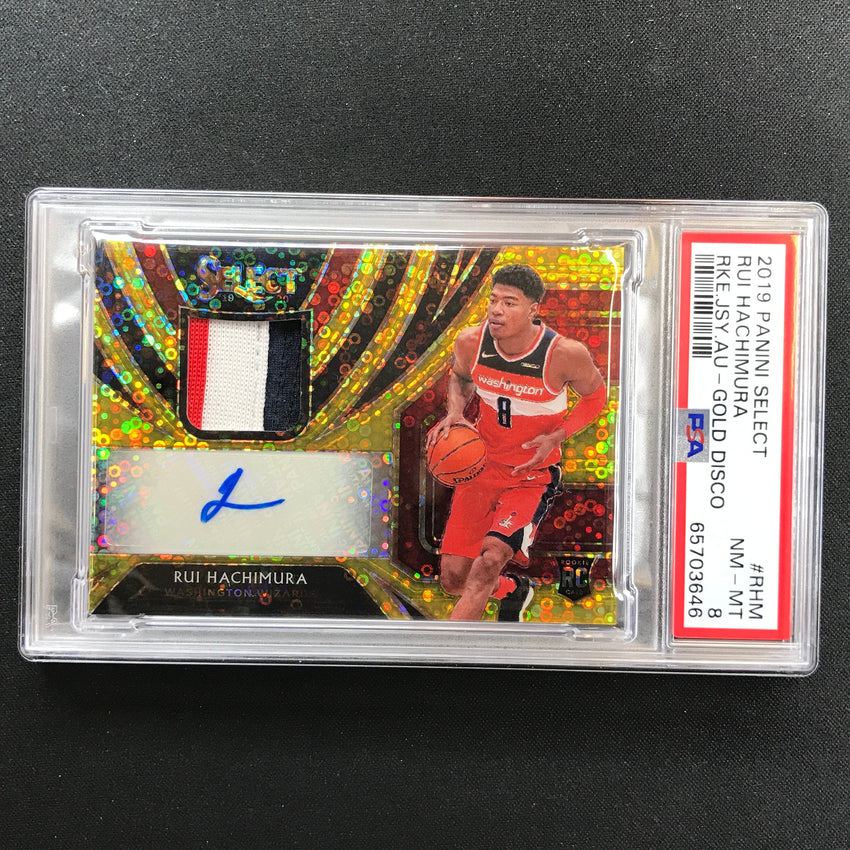 2019-20 Select Rui Hachimura Rookie Jersey Patch Auto Gold Disco 5/10 PSA 8 646