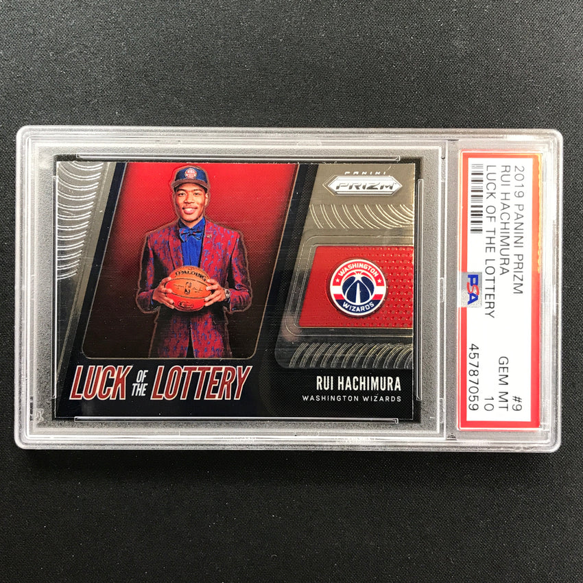 2019-20 Prizm RUI HACHIMURA Luck of the Lottery Rookie Base #9 PSA 10 (059)