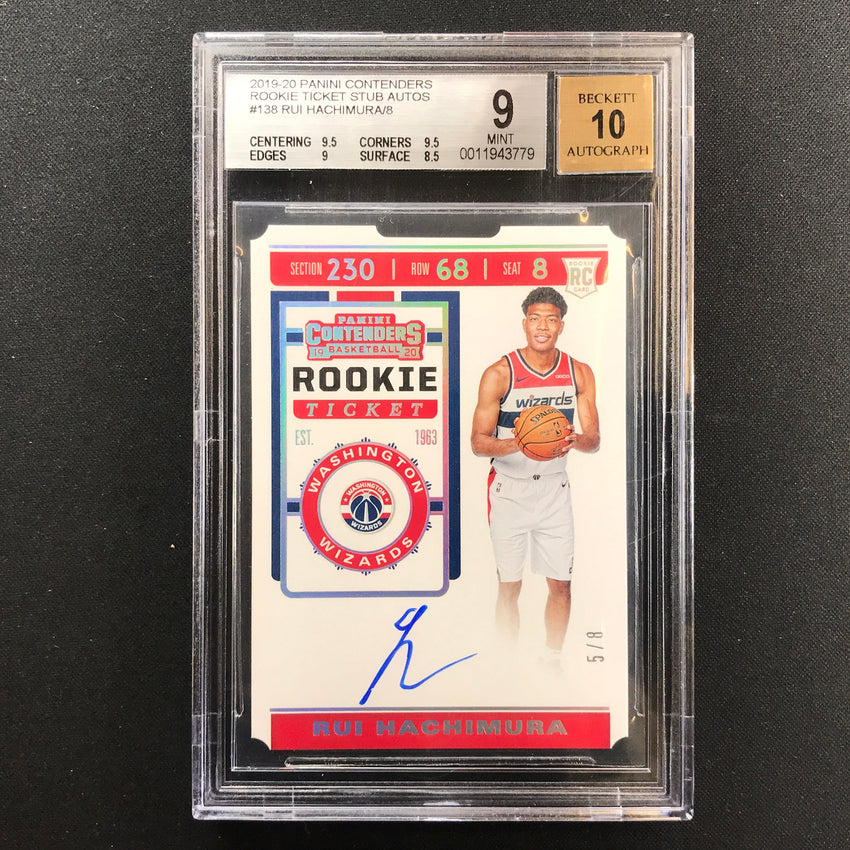 2019-20 Contenders Rui Hachimura Rookie Ticket Auto Stub 5/8 BGS 9/10 779