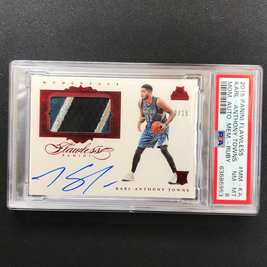 2015-16 Flawless Karl Anthony-towns Momentous Rookie Patch Auto Ruby 2/15 Psa 8