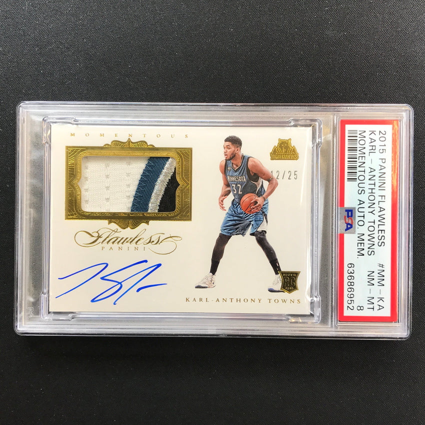 2015-16 Flawless Karl Anthony-towns Momentous Rookie Patch Auto Gold 12/25 PSA 8