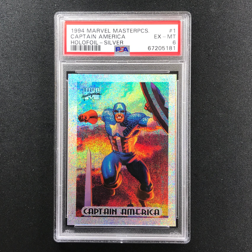 1994 Marvel Masterpieces Captain America Holofoil Silver No 1 PSA 6 181