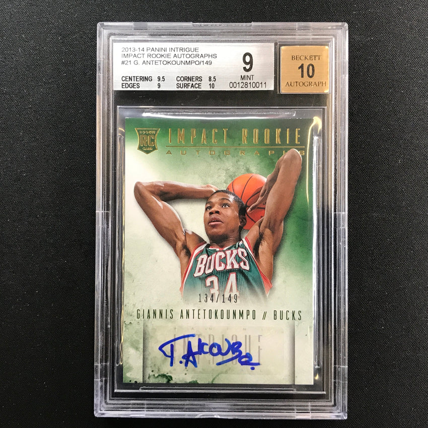 2013-14 Intrigue Giannis Antetokounmpo Impact Rookie Auto 134/149 BGS 9/10 011