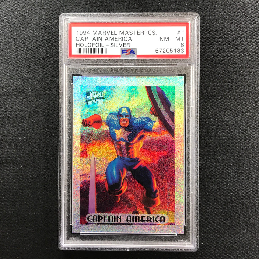 1994 Marvel Masterpieces Captain America Holofoil Silver No 1 PSA 8 183