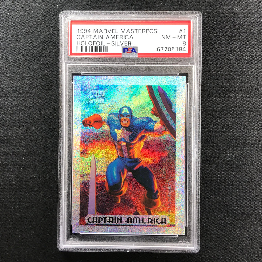1994 Marvel Masterpieces Captain America Holofoil Silver No 1 PSA 8 184