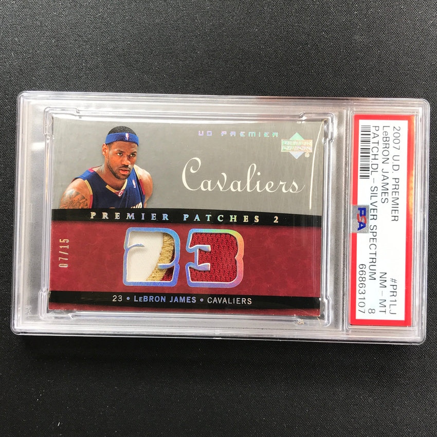 2007-08 Premier Lebron James Silver Spectrum Patch 07/15 PSA 8 107