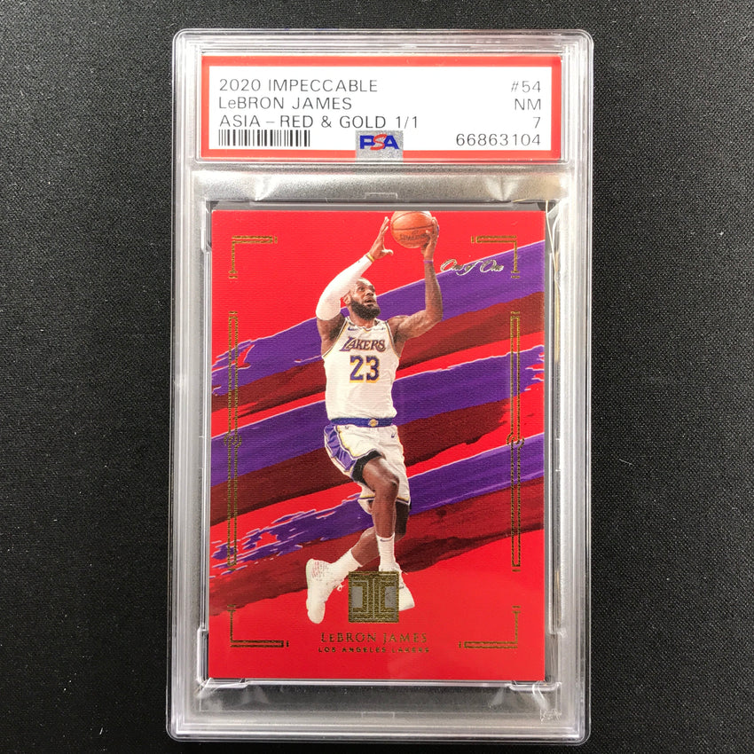 2020-21 Impeccable Lebron James Asia Red And Gold 1/1 Psa 7 104
