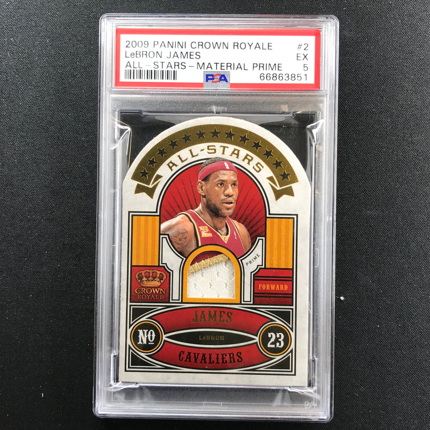 2009-10 Crown Royale LEBRON JAMES All-Star Material Jersey Patch Prime 3/5 PSA 5