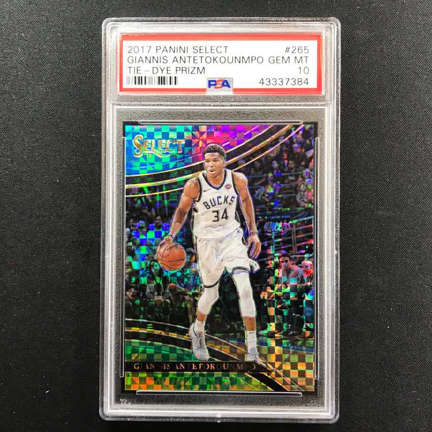 2017-18 Select Giannis Antetokounmpo Courtside Tie-dye Prizm 3/25 PSA 10 384