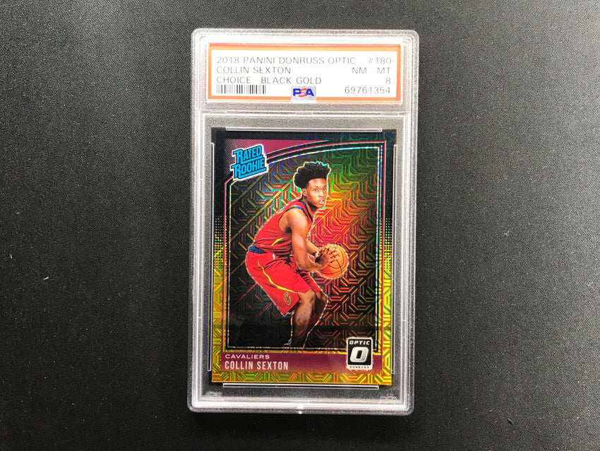 2018-19 Donruss Optic Collin Sexton Rated Rookie Choice Black Gold 2/8 PSA 8