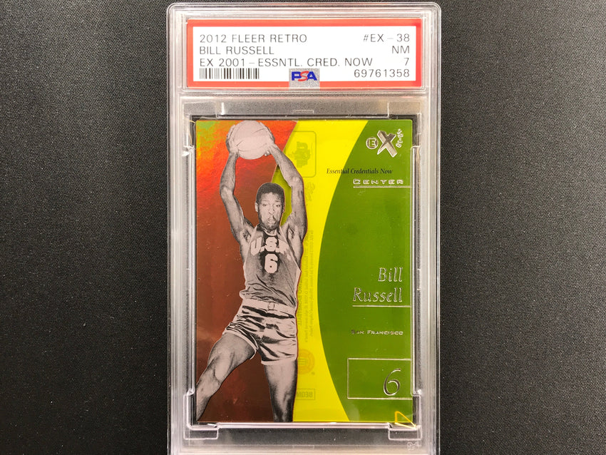2012-13 Fleer Retro Bill Russell Ex 2001 Essential Credentials Now 19/38 PSA 7