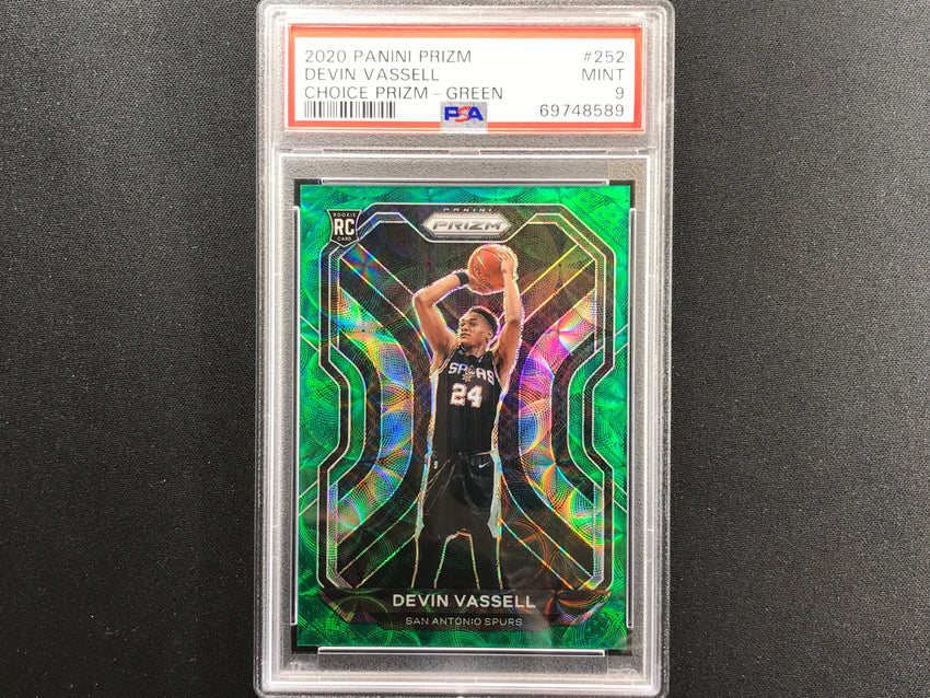 2020-21 Prizm Devin Vassell Choice Rookie Green Scope 5/8 PSA 9 589