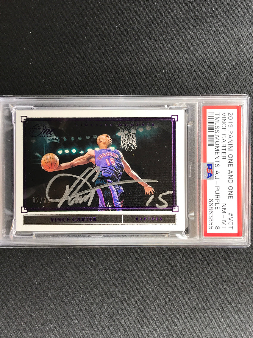 2019-20 One And One Vince Carter Timeless Moments Auto Purple 2/35 Psa 8 855