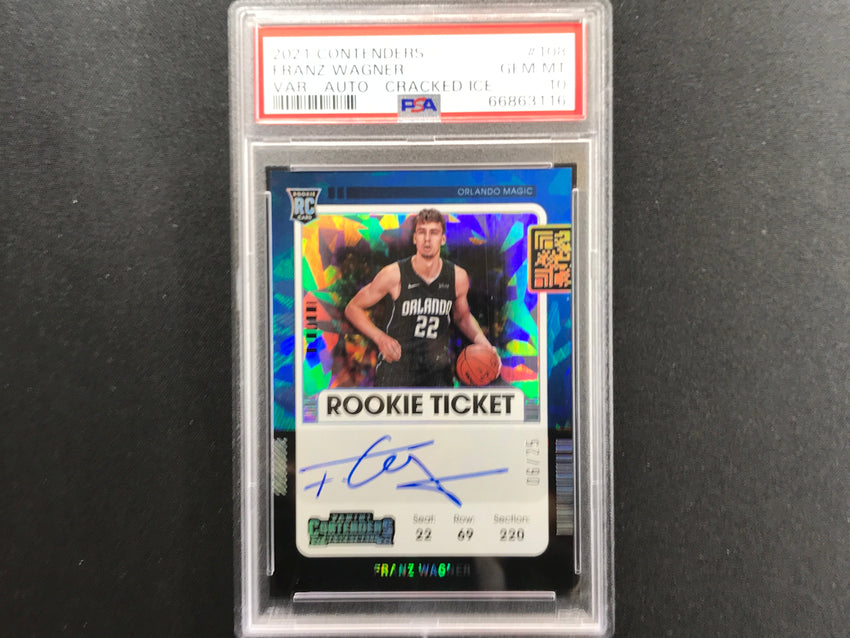 2021-22 Contenders Franz Wagner Rookie Variation Auto Cracked Ice 6/25 PSA 10