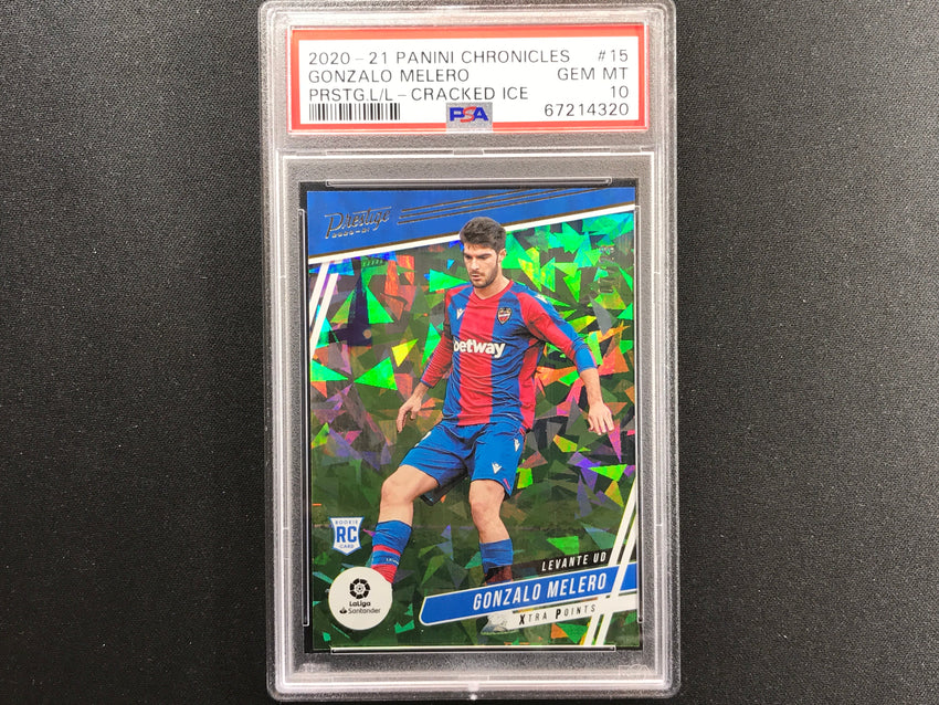 2020-21 Chronicles Laliga Gonzalo Melero Prestige Rookie Cracked Ice 7/23 PSA 10