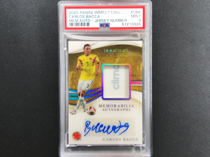 2020-21 Immaculate Carlos Bacca Memorabilia Patch Auto Jersey Number 4/7 PSA 9