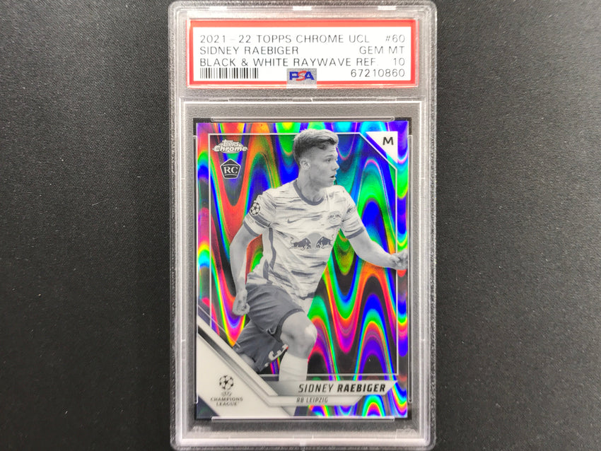 2021-22 Topps Chrome Uefa Ucl Sidney Raebiger Rookie Raywave No 60 PSA 10 860
