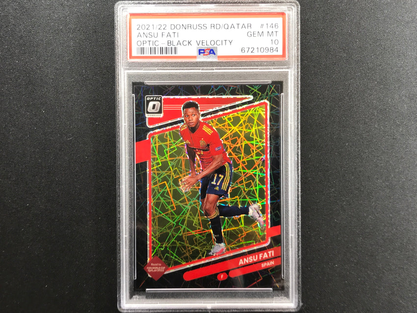 2021-22 Donruss Road To Qatar Ansu Fati Optic Black Velocity 3/25 PSA 10 984
