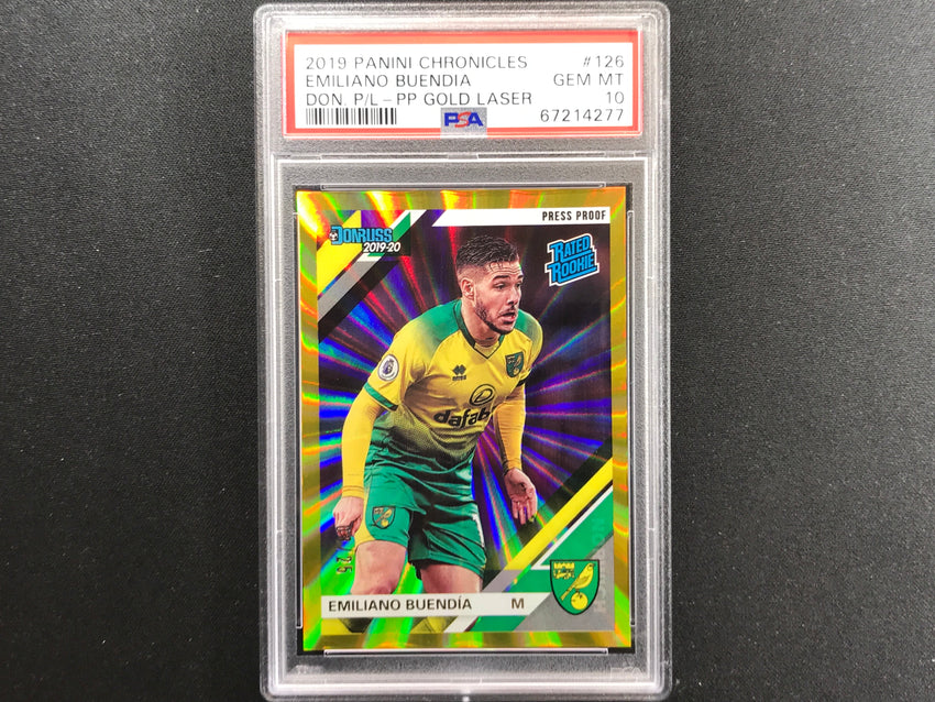 2019-20 Chronicles Epl Emiliano Buendia Donruss Rookie Gold Laser 8/25 PSA 10