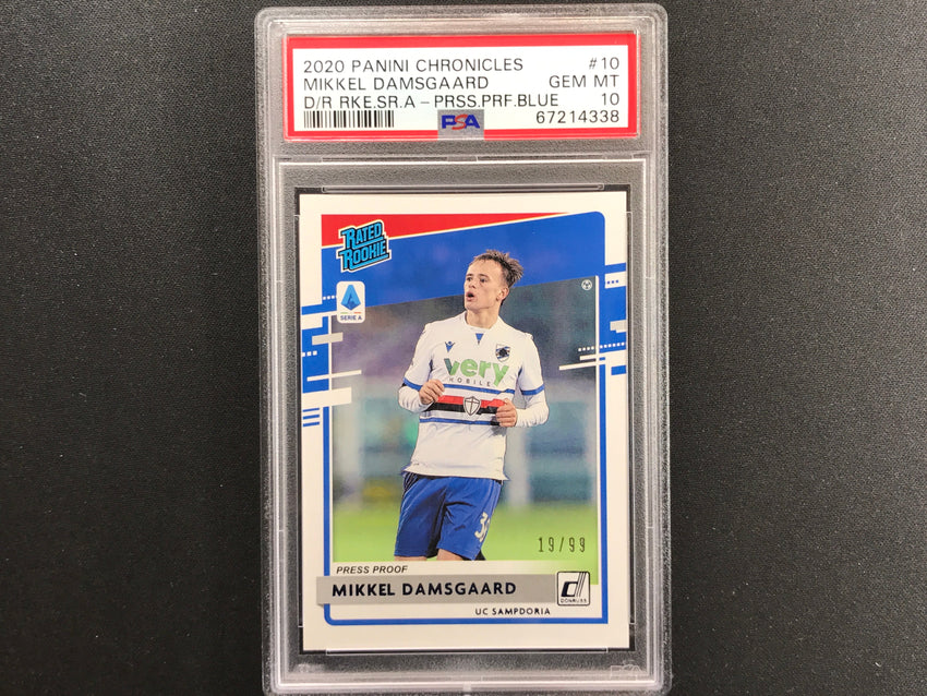 2020-21 Chronicles Serie A Mikkel Damsgaard Donruss Rookie Blue 19/99 PSA 10