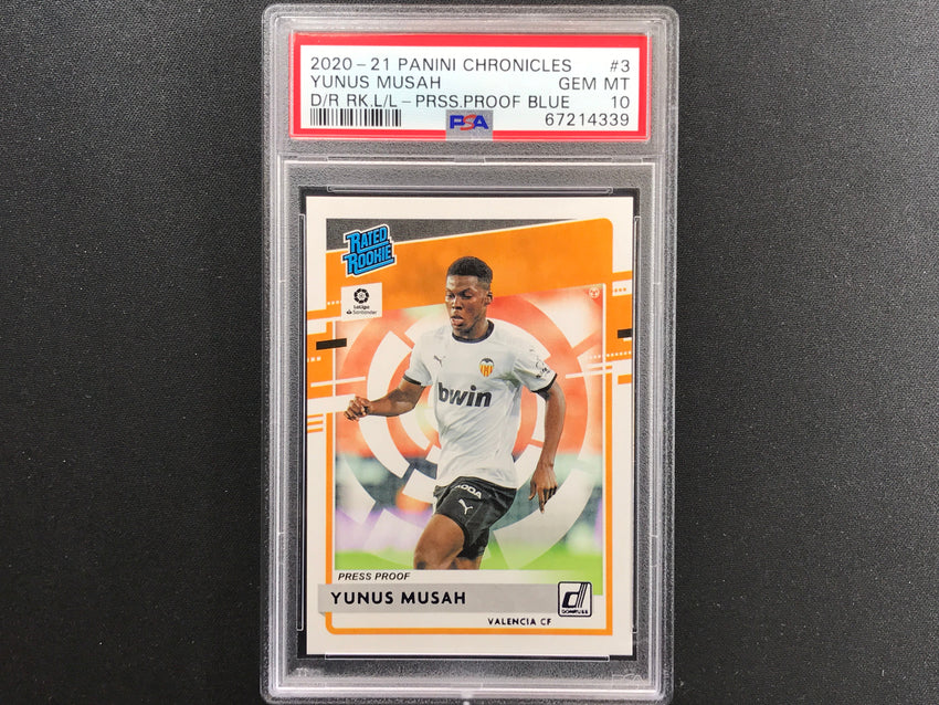 2020-21 Chronicles Laliga Yunus Musah Donruss Rated Rookie Blue 50/99 Psa 10
