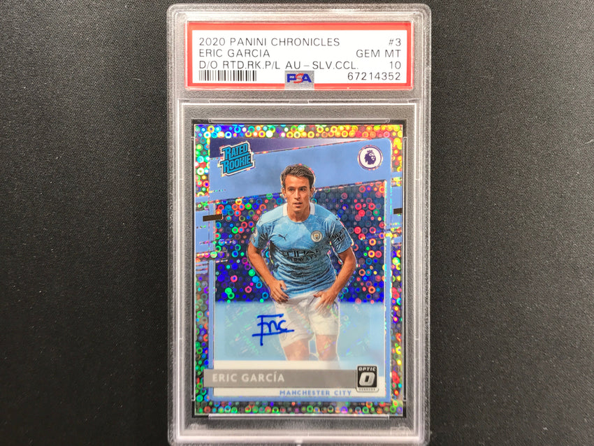 2020-21 Chronicles Epl Eric Garcia Optic Rookie Silver Circles Auto 14/25 PSA 10
