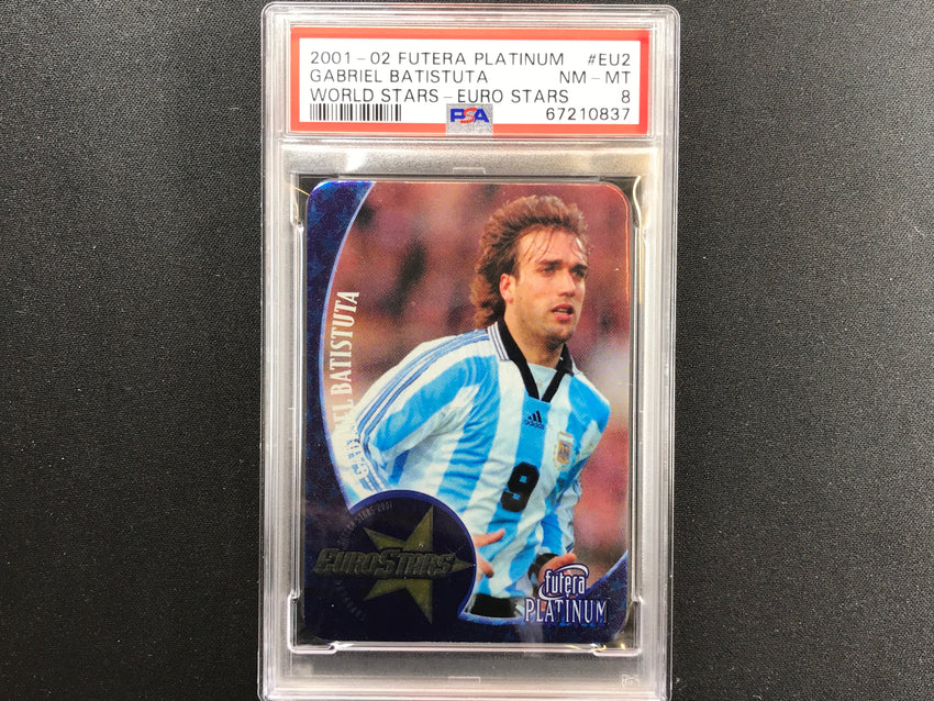 2001-02 Futera Platinum Gabriel Batistuta World Euro Stars 1775/3800 PSA 8