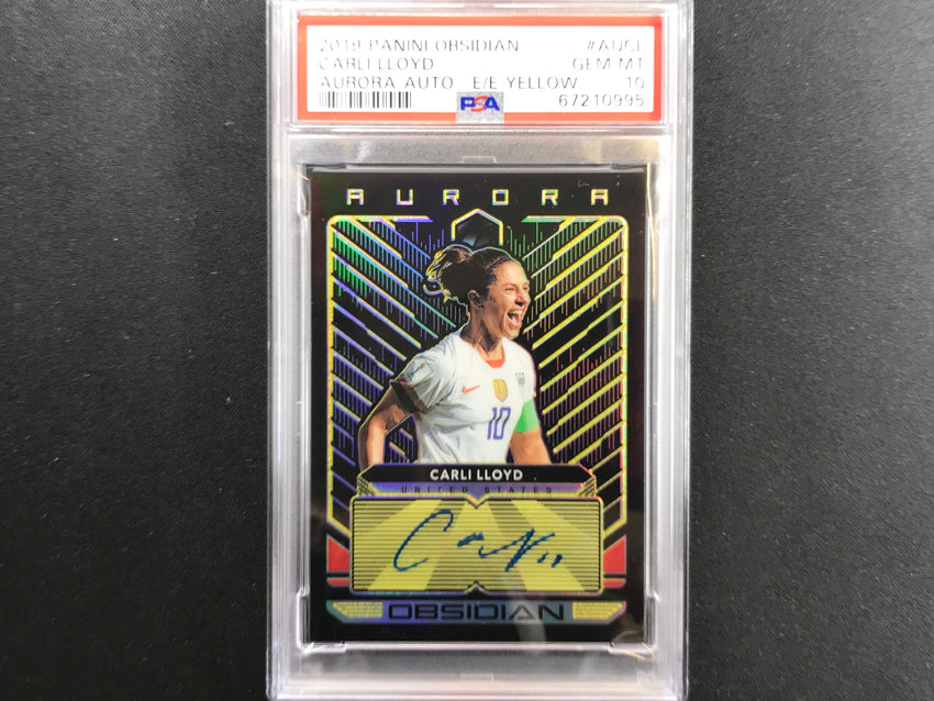 2019-20 Obsidian Carli Lloyd Aurora Auto Electric Etch Yellow 6/10 PSA 10 995
