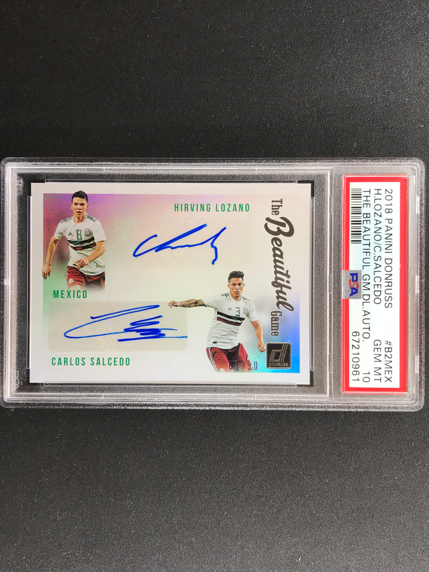 2018-19 Donruss Hirving Lozano Salcedo Beautiful Game Dual Auto 1/50 Psa 10