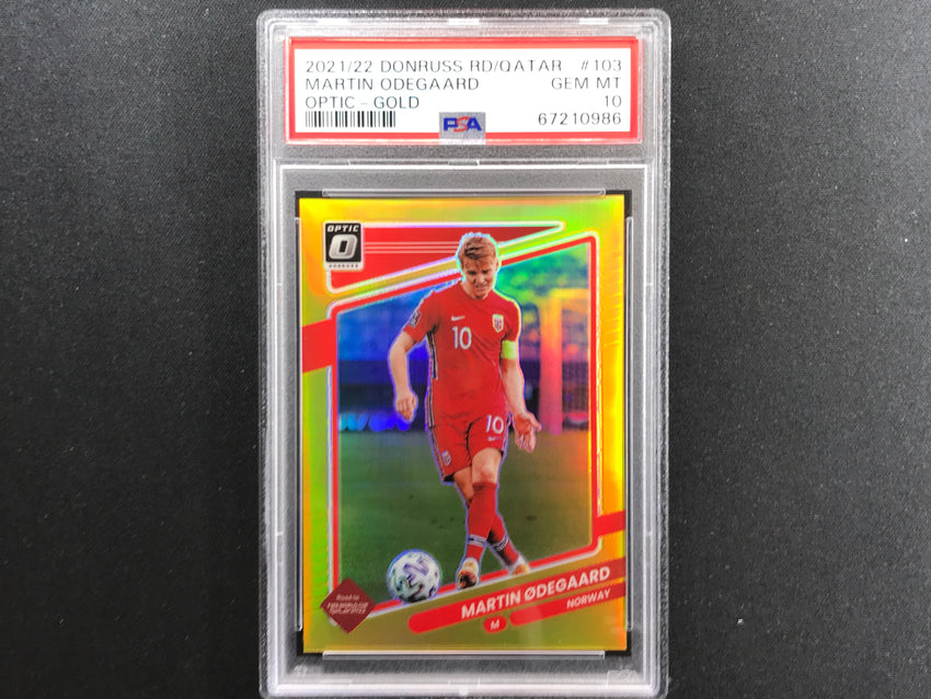 2021-22 Donruss Road To Qatar Martin Odegaard Optic Gold 2/10 PSA 10 986