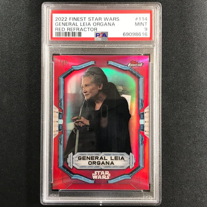 2022 Topps Finest Star Wars Leia Organa Extended Base Set Red 2/5 Psa 9