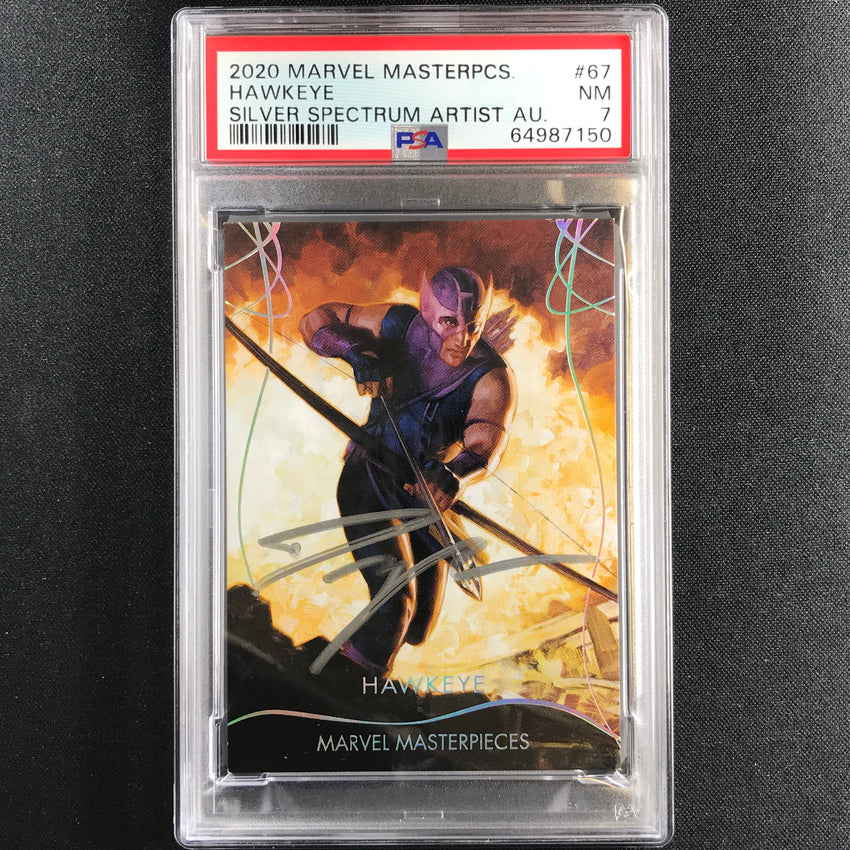 2020 Marvel Masterpieces Hawkeye Silver Spectrum Auto Dave Palumbo 7/10 PSA 7