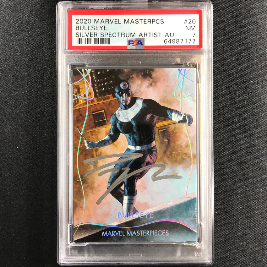 2020 Marvel Masterpieces Bullseye Silver Spectrum Auto Dave Palumbo 10/10 Psa 7