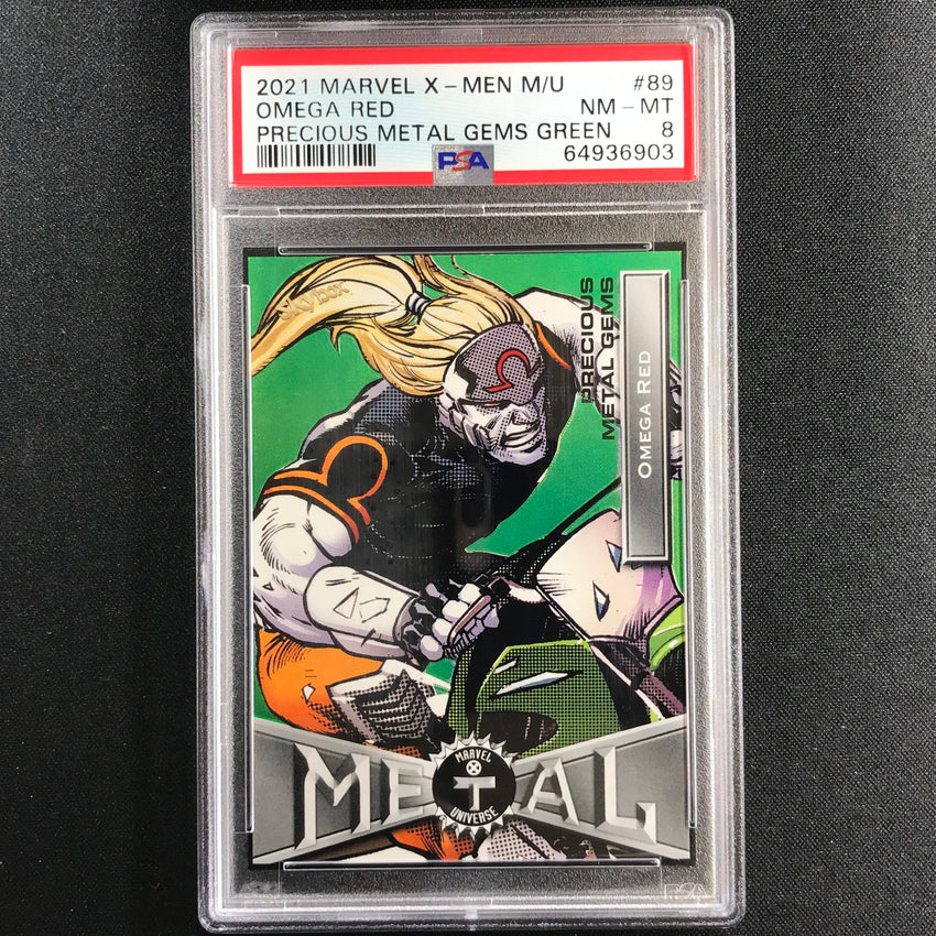2020-21 X-men Metal Universe Omega Red Precious Metal Gems Pmg Green 1/10 PSA 8