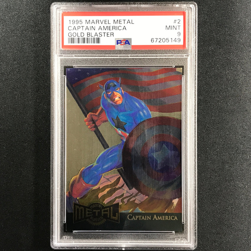 1995 Marvel Metal Captain America Gold Blaster No 2 PSA 9 149