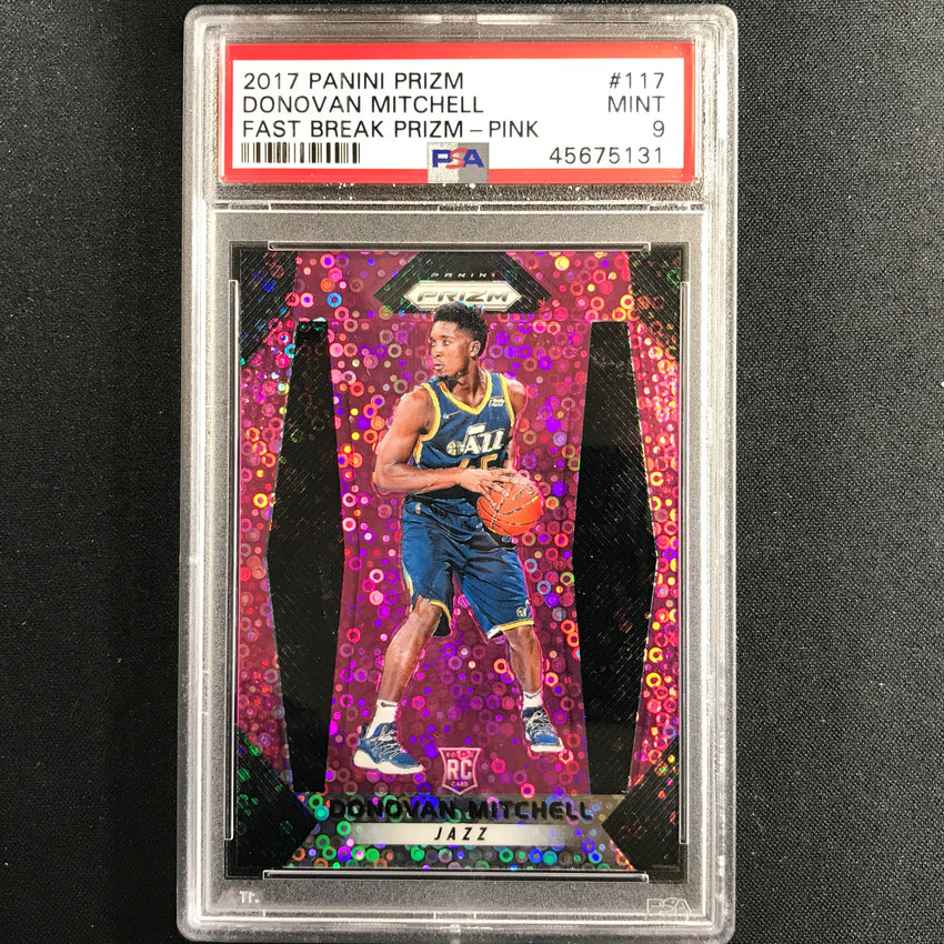 2017-18 Prizm Donovan Mitchell Fast Break Rookie Pink 4/50 Psa 9 131