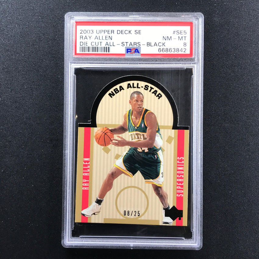 2003-04 Upper Deck Se Ray Allen Nba All-star Die Cut Black 8/25 PSA 8 842