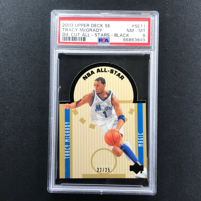 2003-04 Upper Deck Se Tracy Mcgrady Nba All-star Die Cut Black 22/25 PSA 8 849