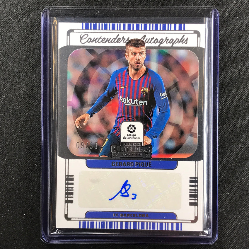 2022-23 Chronicles La Liga Gerard Pique Contenders Auto Silver 9/50-Cherry Collectables